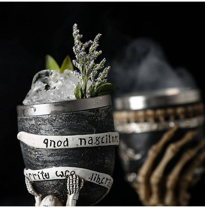 Goblet Hand-Painted Gothic Design Stainless Steel Interior 6.76 Oz Capacity