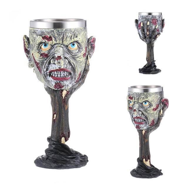 Goblet Hand-Painted Gothic Design Stainless Steel Interior 6.76 Oz Capacity