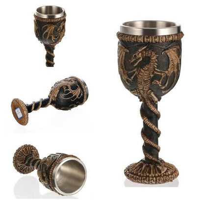 Goblet Hand-Painted Gothic Design Stainless Steel Interior 6.76 Oz Capacity