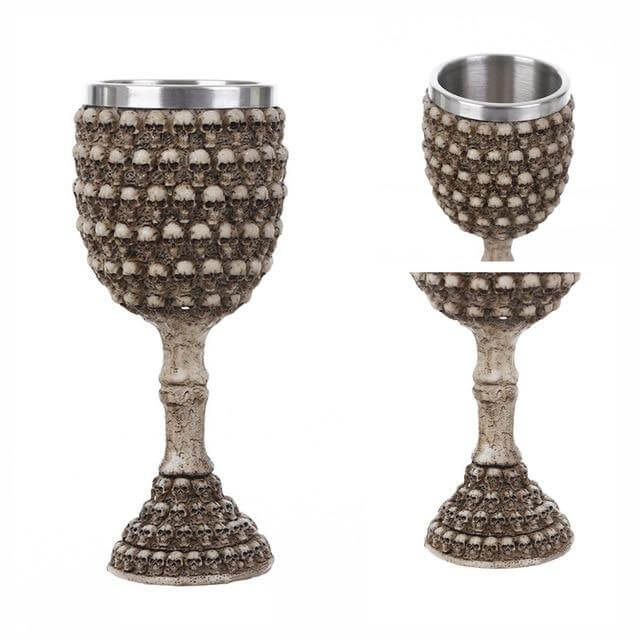 Goblet Hand-Painted Gothic Design Stainless Steel Interior 6.76 Oz Capacity