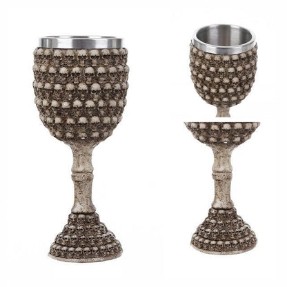 Goblet Hand-Painted Gothic Design Stainless Steel Interior 6.76 Oz Capacity