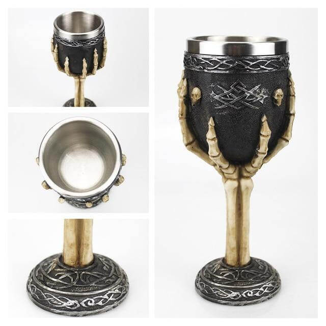 Goblet Hand-Painted Gothic Design Stainless Steel Interior 6.76 Oz Capacity