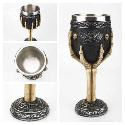 Goblet Hand-Painted Gothic Design Stainless Steel Interior 6.76 Oz Capacity