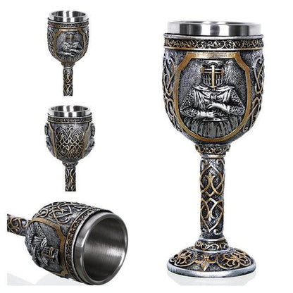 Goblet Hand-Painted Gothic Design Stainless Steel Interior 6.76 Oz Capacity
