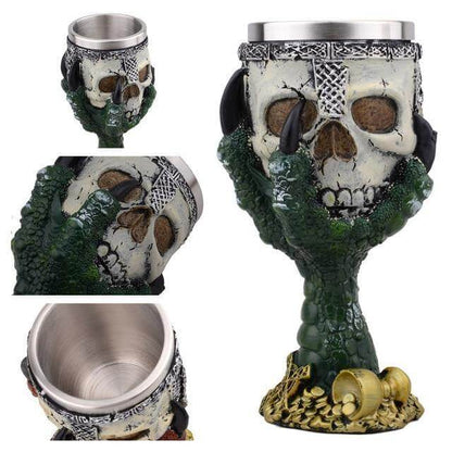 Goblet Hand-Painted Gothic Design Stainless Steel Interior 6.76 Oz Capacity