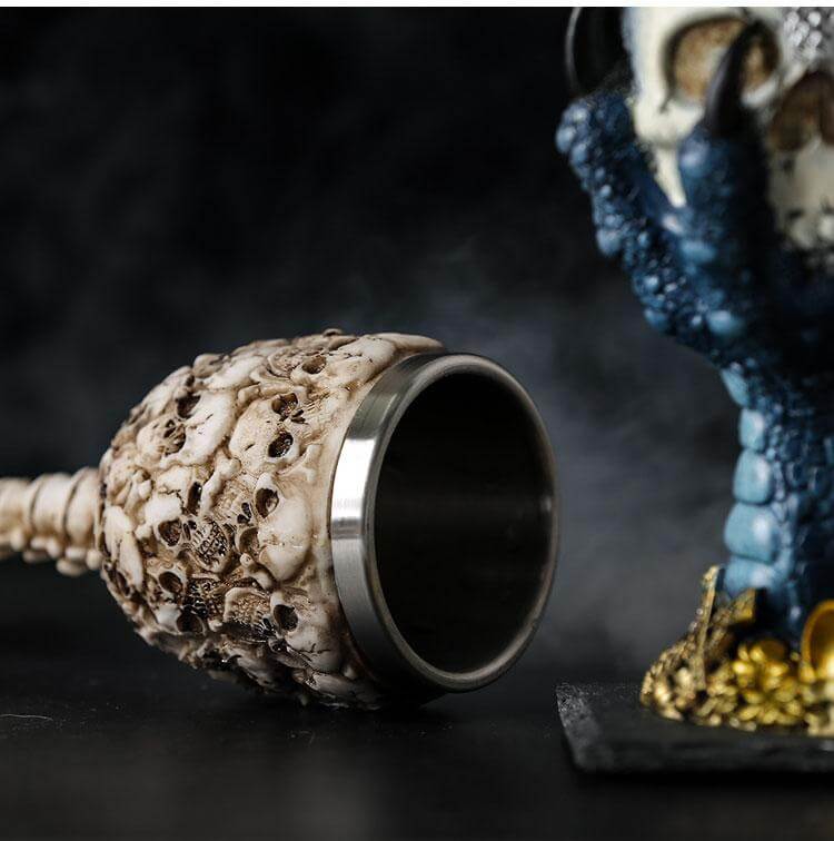 Goblet Hand-Painted Gothic Design Stainless Steel Interior 6.76 Oz Capacity