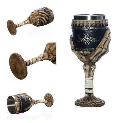 Goblet Hand-Painted Gothic Design Stainless Steel Interior 6.76 Oz Capacity