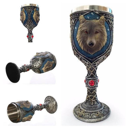 Goblet Hand-Painted Gothic Design Stainless Steel Interior 6.76 Oz Capacity