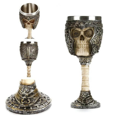 Goblet Hand-Painted Gothic Design Stainless Steel Interior 6.76 Oz Capacity