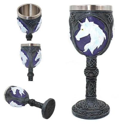 Goblet Hand-Painted Gothic Design Stainless Steel Interior 6.76 Oz Capacity