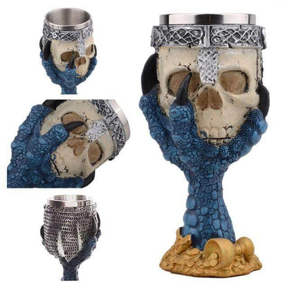 Goblet Hand-Painted Gothic Design Stainless Steel Interior 6.76 Oz Capacity
