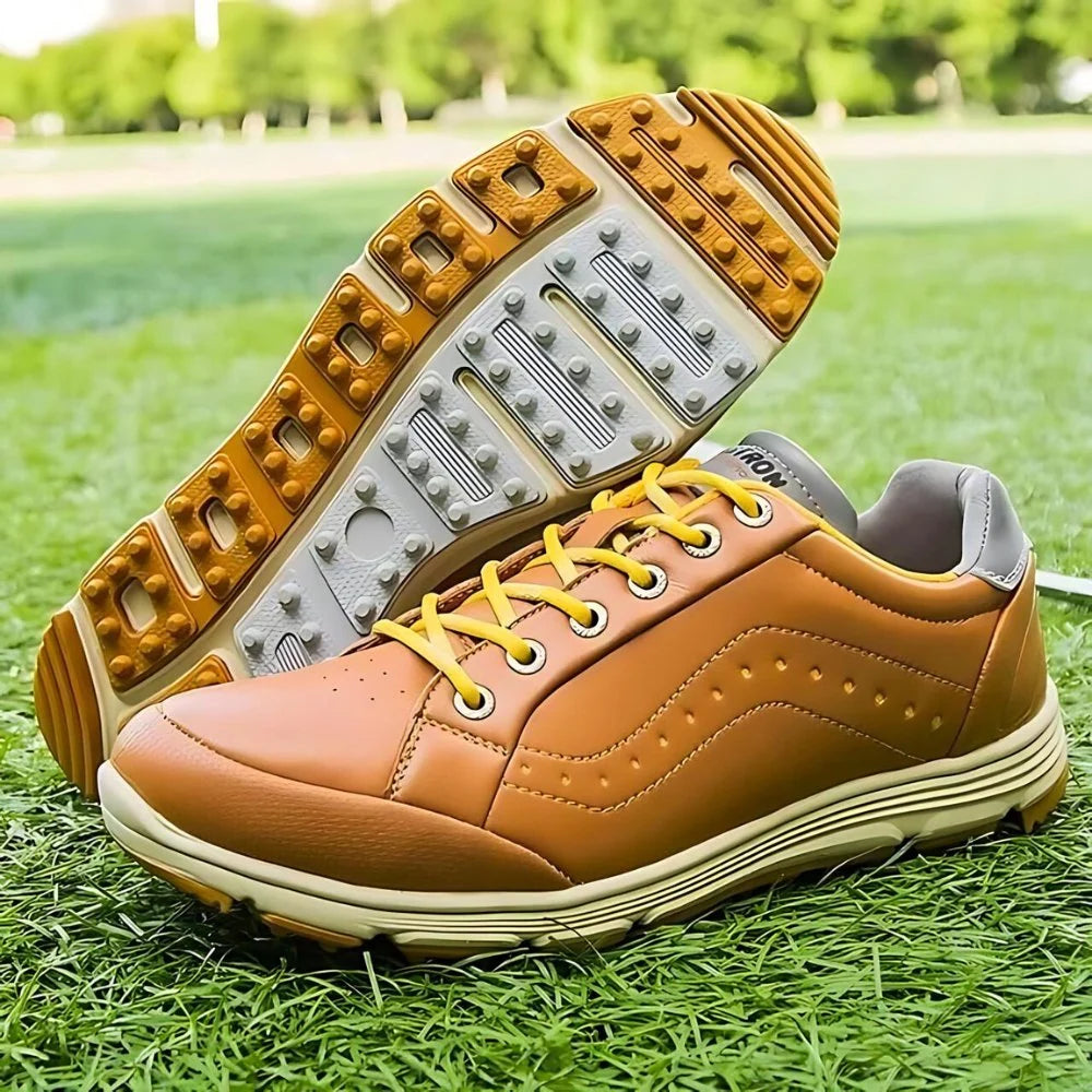 Golf Shoes Waterproof Leather Cushioned Insole Integrated Traction