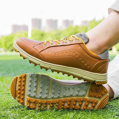 Golf Shoes Waterproof Leather Cushioned Insole Integrated Traction