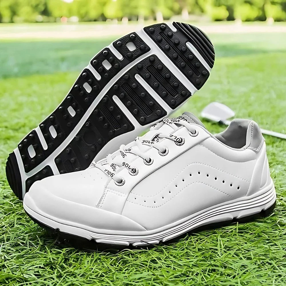 Golf Shoes Waterproof Leather Cushioned Insole Integrated Traction