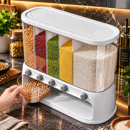 Grain Dispenser 5-Compartment Push-Button