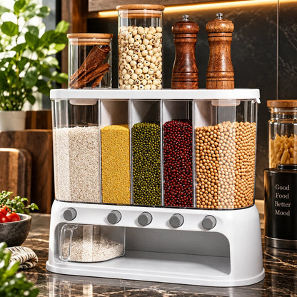 Grain Dispenser 5-Compartment Push-Button