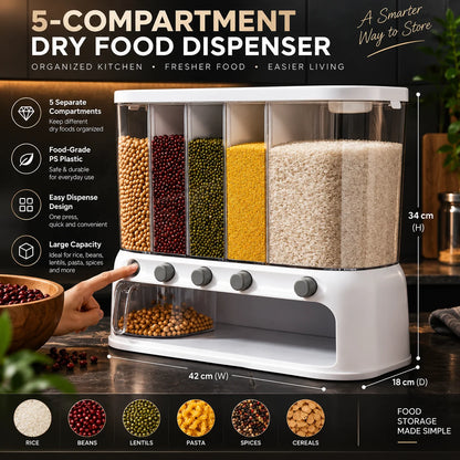 Grain Dispenser 5-Compartment Push-Button
