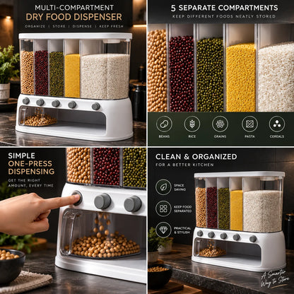 Grain Dispenser 5-Compartment Push-Button