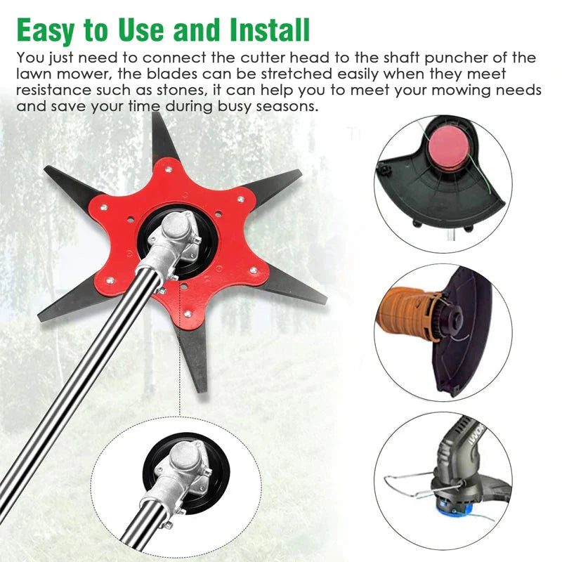 Grass Trimmer Head Six-Blade Manganese Steel Flexible Design