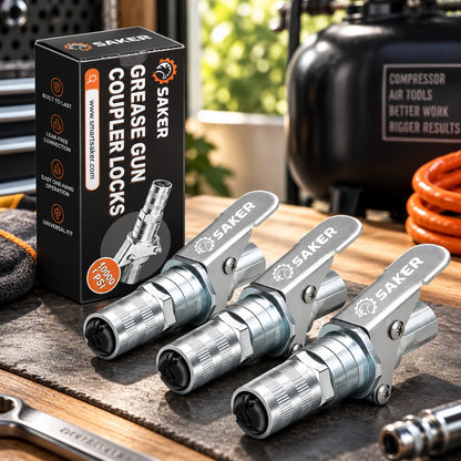 Grease Gun Coupler Quick-Release Lever Lock Zinc-Plated Steel Leak-Resistant