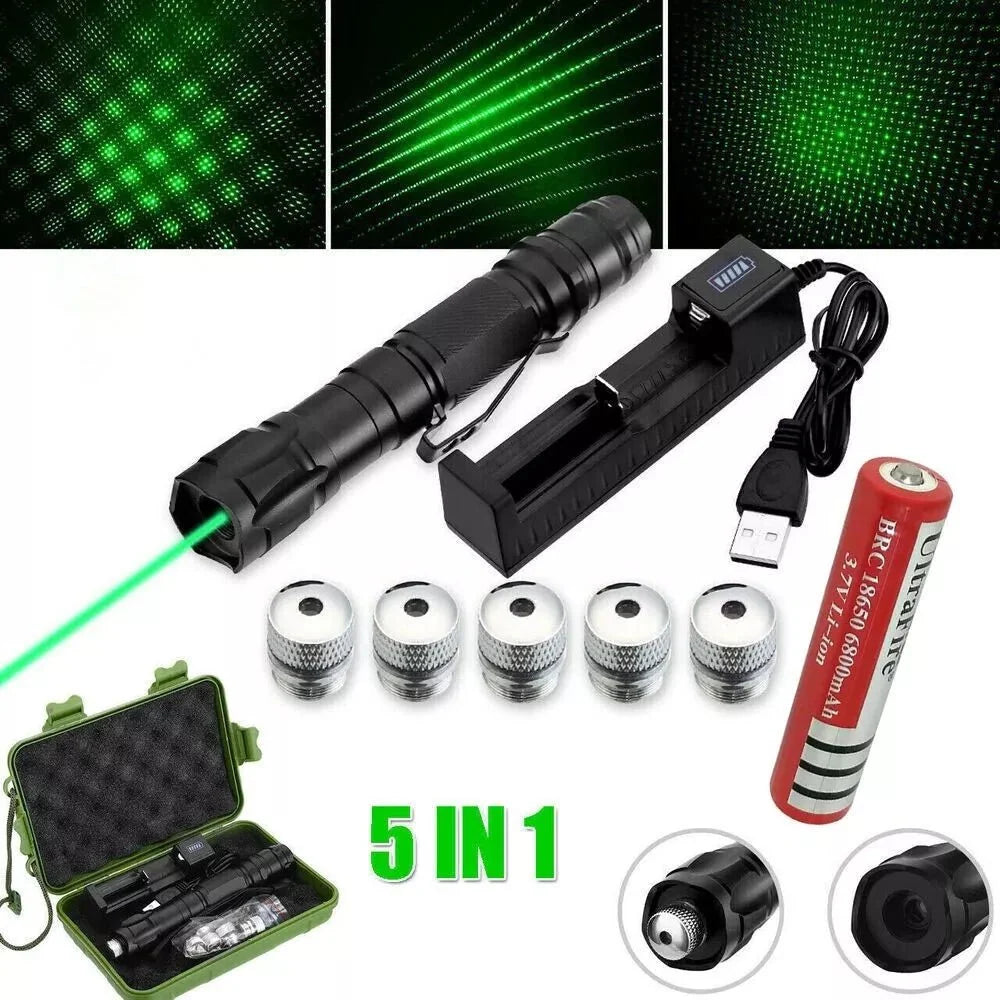 Green Laser Pointer USB Rechargeable Anodized Metal Body 6,562 Ft Range
