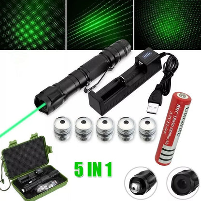 Green Laser Pointer USB Rechargeable Anodized Metal Body 6,562 Ft Range