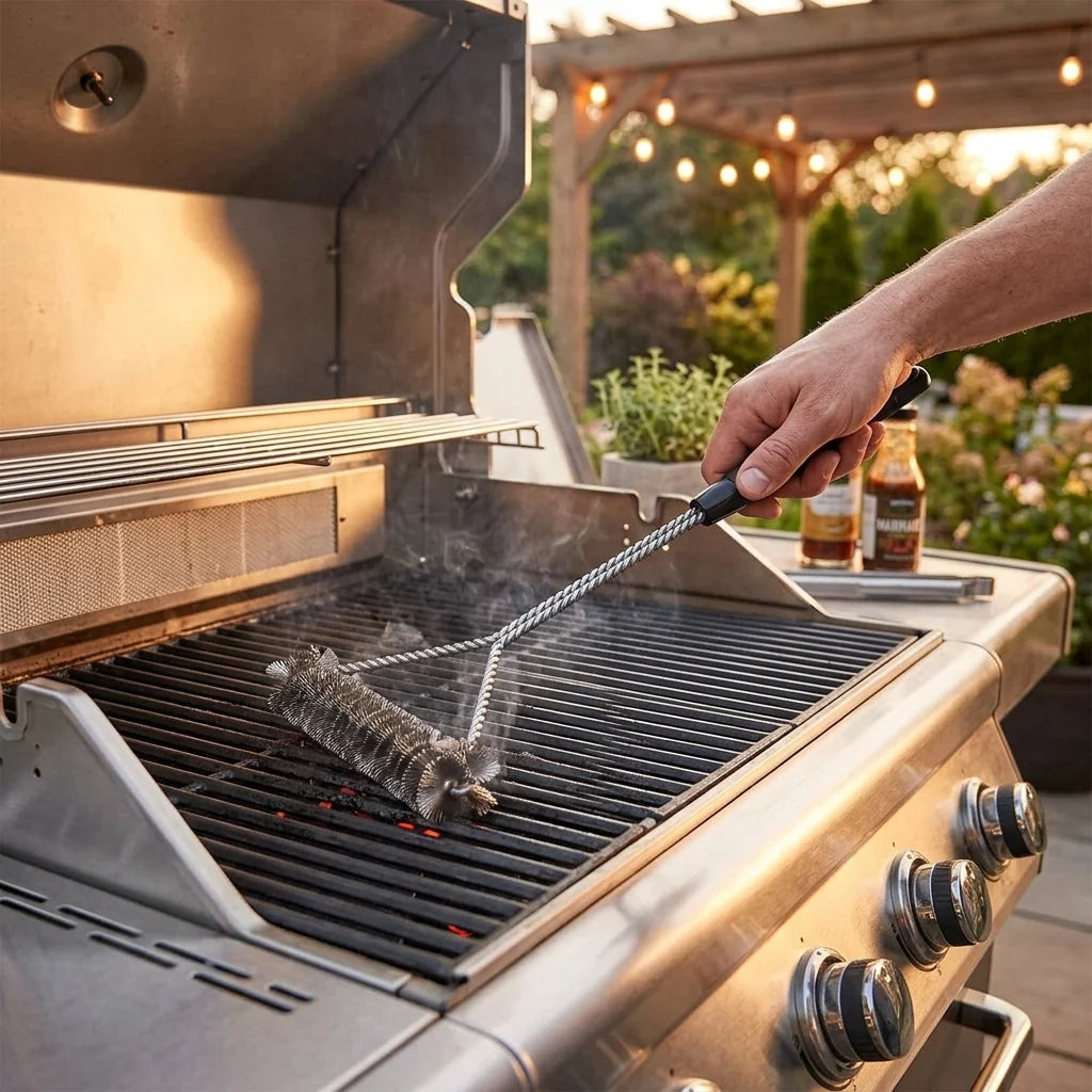 Grill Brush Stainless Steel Bristles & Sturdy Handle