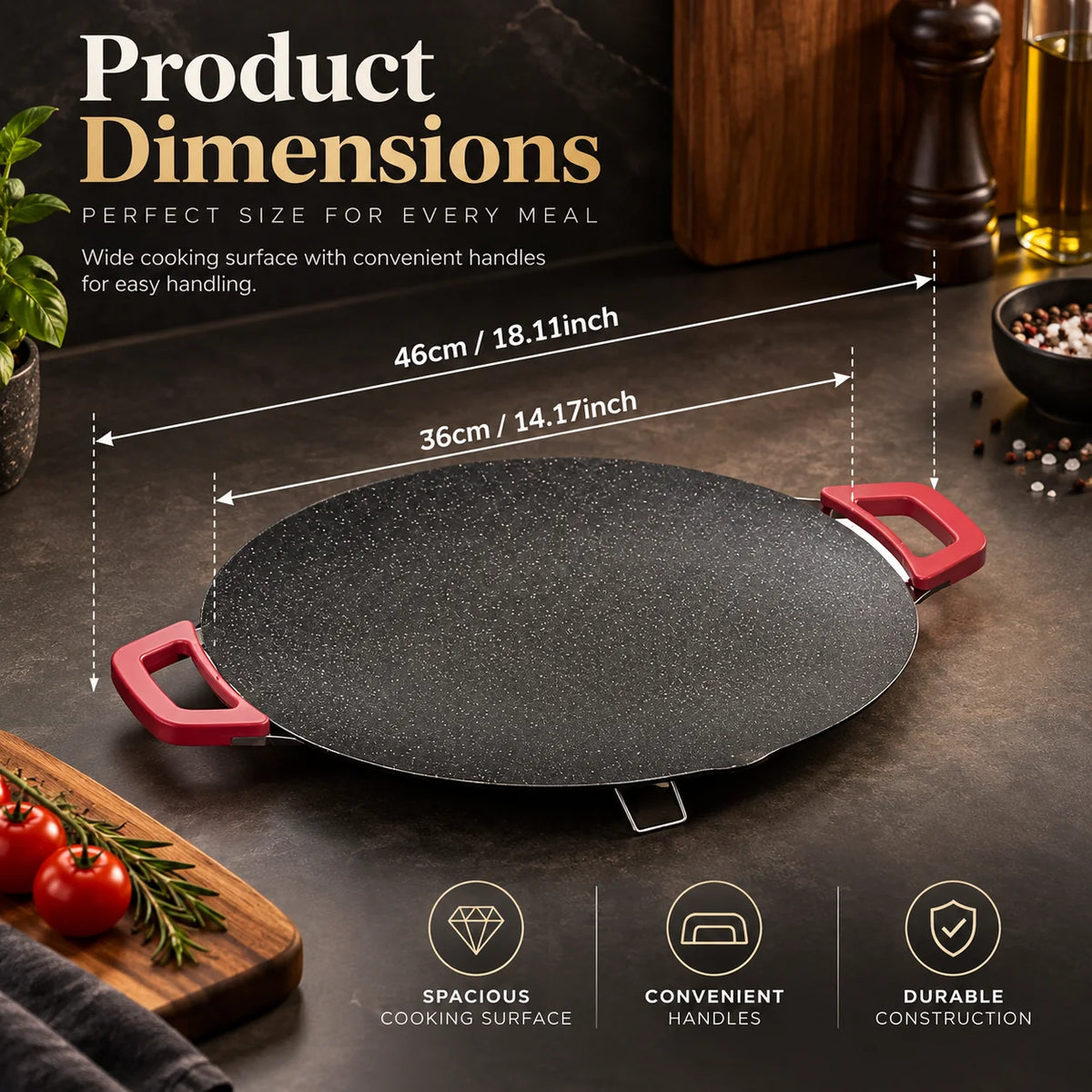 Grill Pan Cast Iron Ribbed & Fat-Draining
