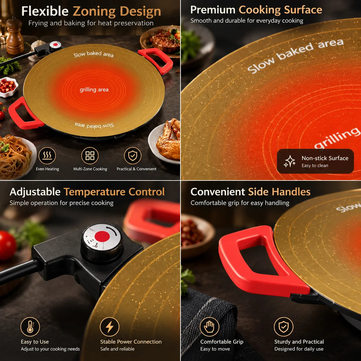 Grill Pan Cast Iron Ribbed & Fat-Draining