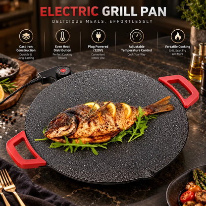 Grill Pan Cast Iron Ribbed & Fat-Draining