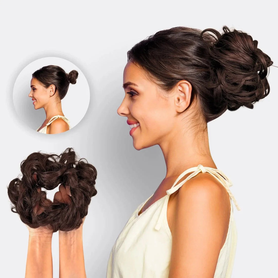 Hair Scrunchie Voluminous Bun Natural-Look Fibers