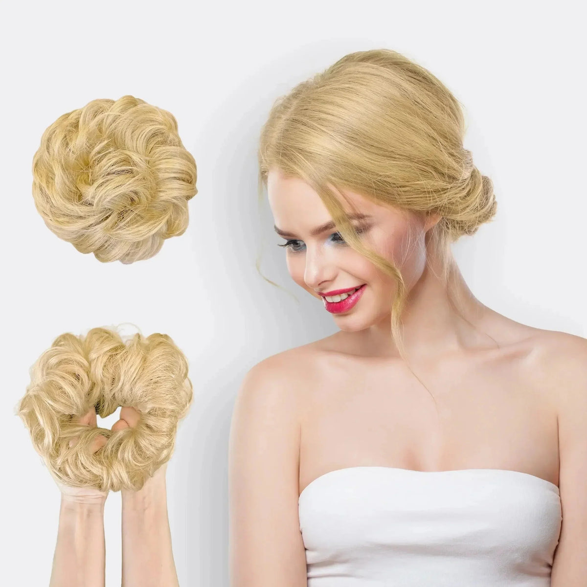 Hair Scrunchie Voluminous Bun Natural-Look Fibers