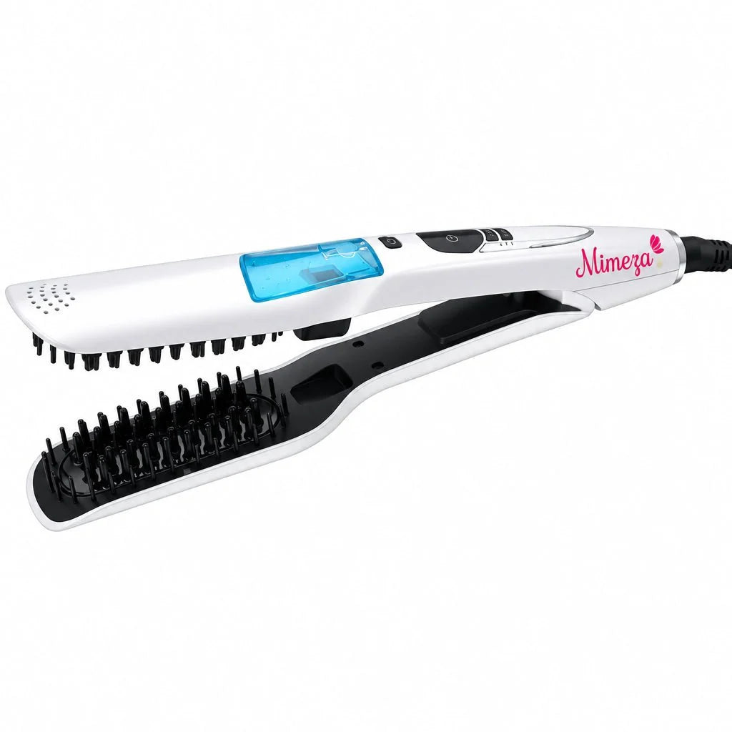 Hair Straightener Steam-Powered Ceramic Plates Adjustable Heat LCD Display