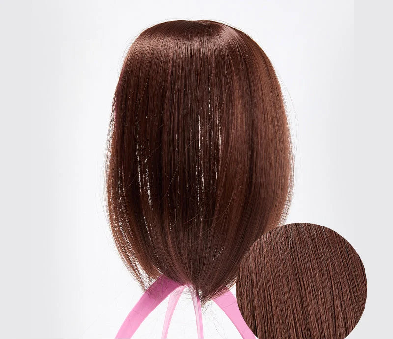 Hair Topper Clip-In with Bangs Heat-Resistant Fibers