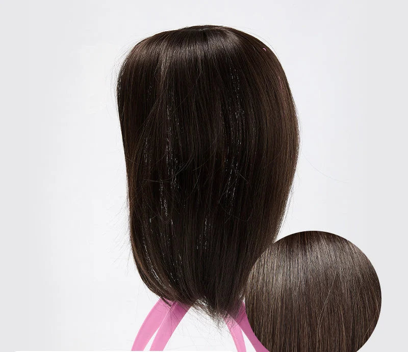Hair Topper Clip-In with Bangs Heat-Resistant Fibers