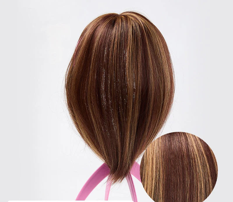 Hair Topper Clip-In with Bangs Heat-Resistant Fibers