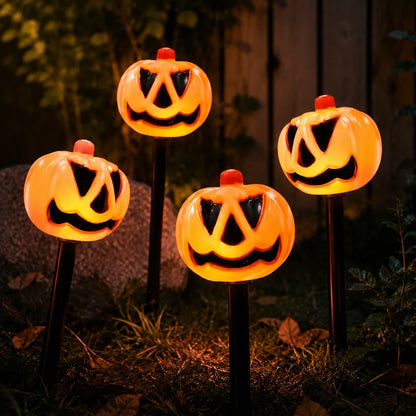 Halloween Solar Stake Lights Pumpkin & Ghost Set of 5 IP65 Outdoor-Rated