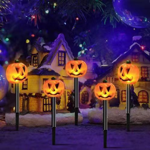 Halloween Solar Stake Lights Pumpkin & Ghost Set of 5 IP65 Outdoor-Rated