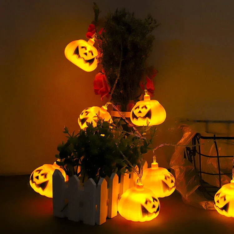 Halloween String Lights Carved Pumpkin LED Warm Glow