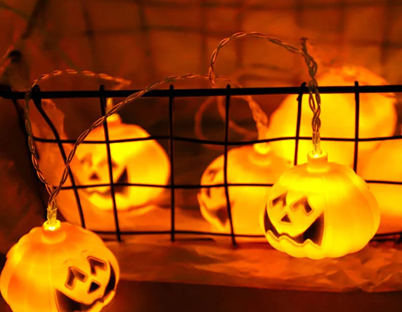 Halloween String Lights Carved Pumpkin LED Warm Glow