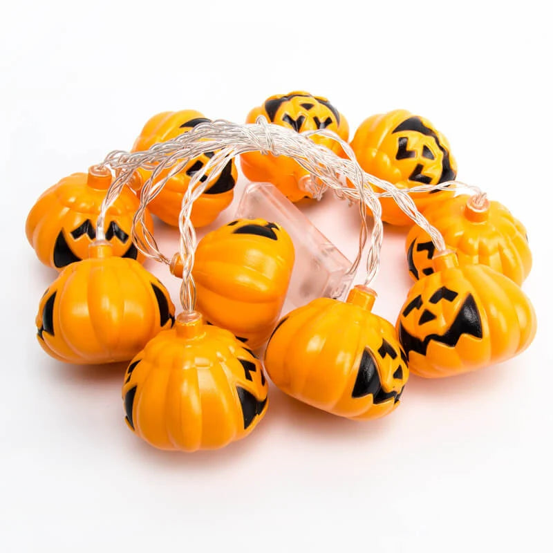 Halloween String Lights Carved Pumpkin Warm Yellow LED Glow