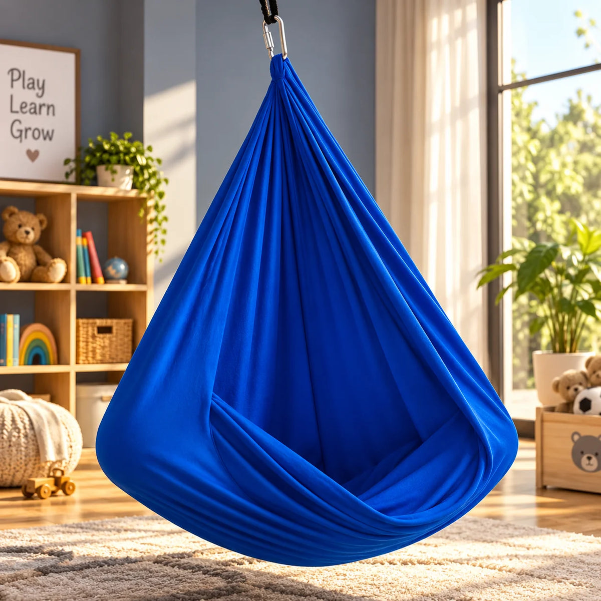 Hammock Swing Cocoon-Style Fabric Steel Buckle 440 lb Capacity