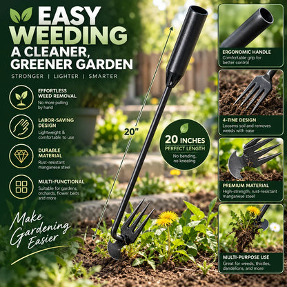 Hand Weeder 4 Tine Hardened Rust-Resistant Steel