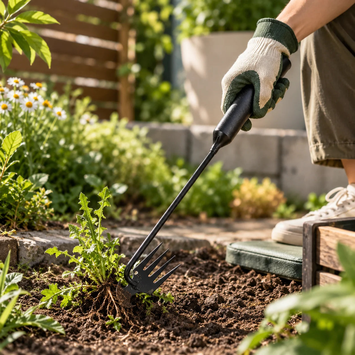 Hand Weeder 4 Tine Hardened Rust-Resistant Steel