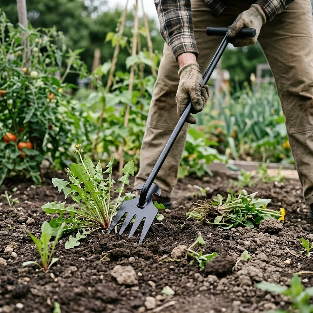 Hand Weeder 4 Tine Hardened Rust-Resistant Steel