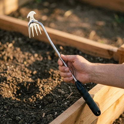 Hand Weeder 4 Tine Hardened Rust-Resistant Steel