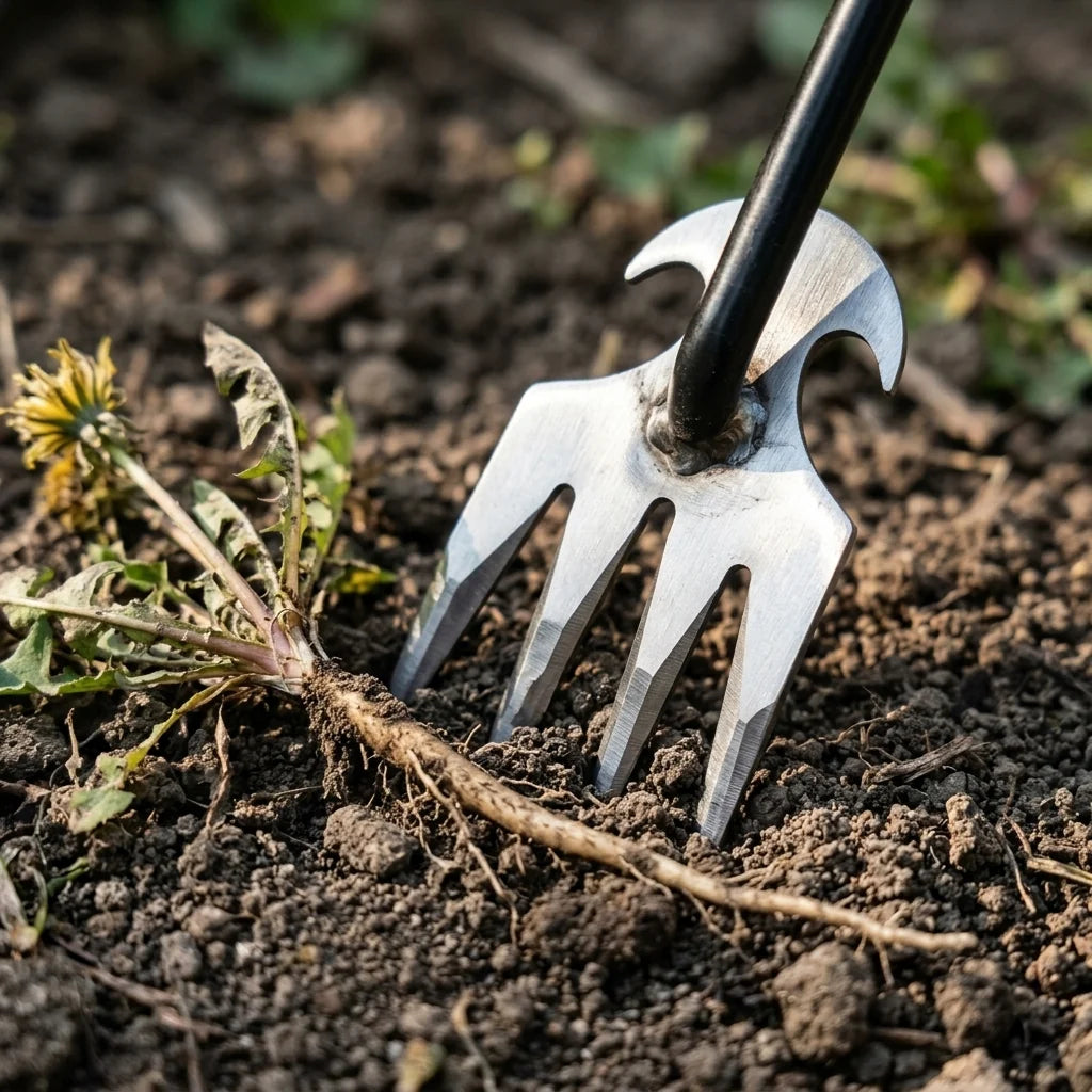 Hand Weeder 4 Tine Hardened Rust-Resistant Steel