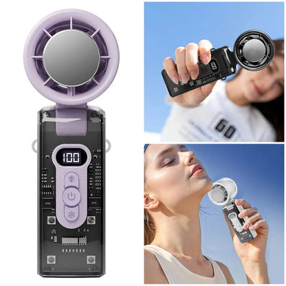 Handheld Fan Foldable Rechargeable LED Speed Display