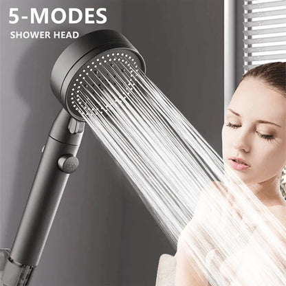 Handheld Shower Head High-Pressure 5 Settings Self-Cleaning Nozzles