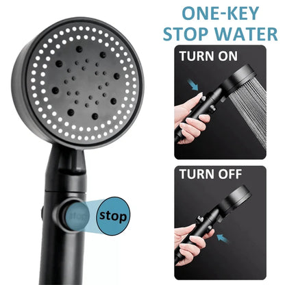 Handheld Shower Head High-Pressure 5 Settings Self-Cleaning Nozzles